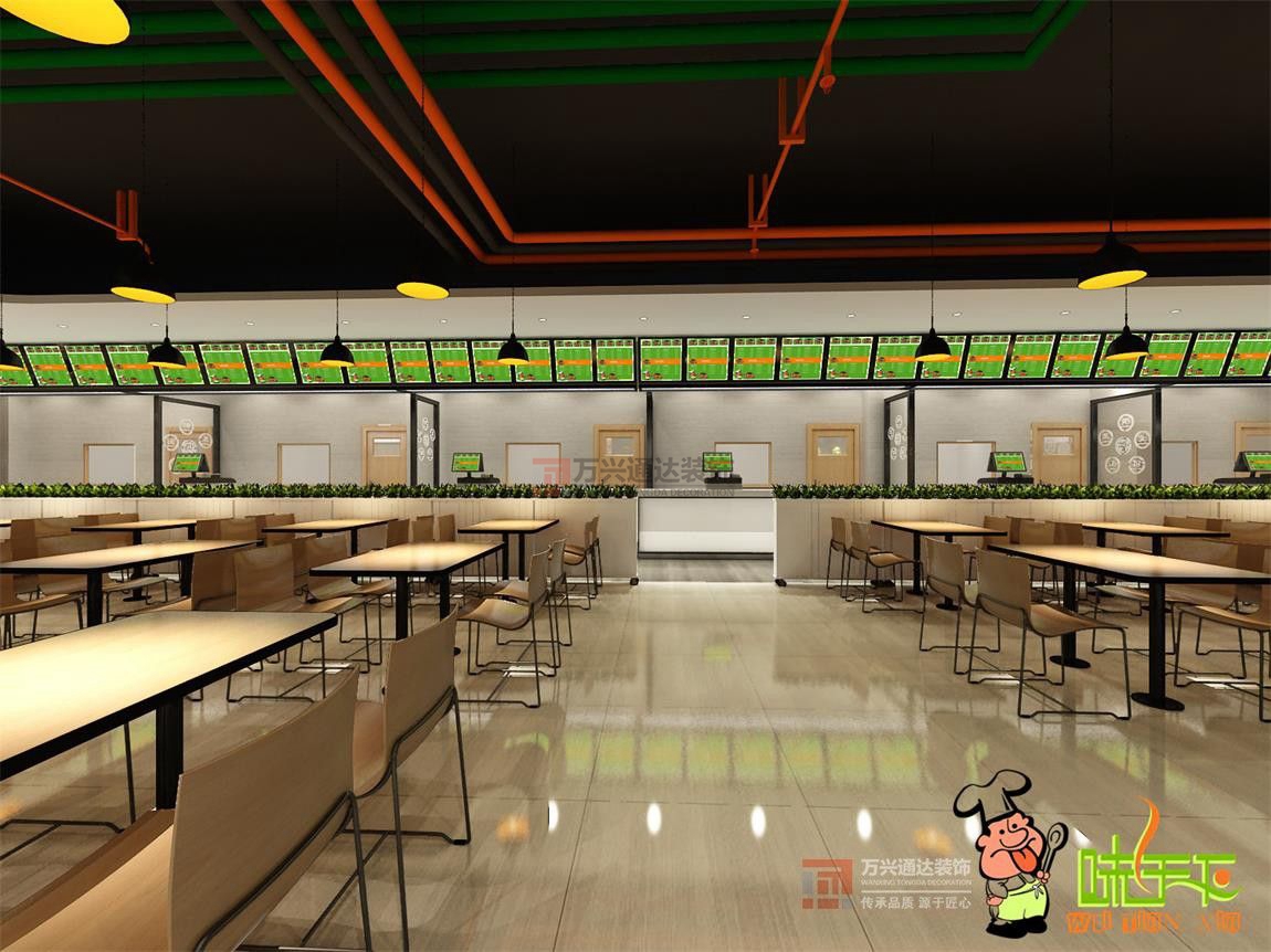 北京萬興通達(dá)辦公裝修項(xiàng)目-味天下美食城裝修效果圖